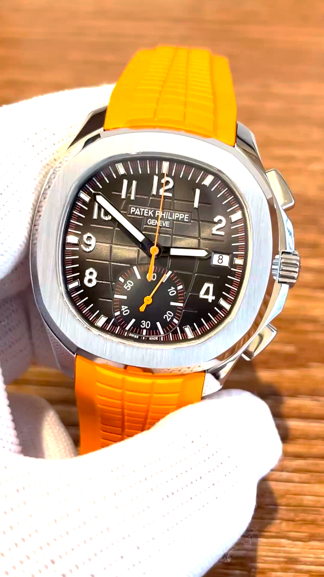 Patek Philippe Aquanaut Series 5968A-001, Brown Dial Dial, 42.2mm size.