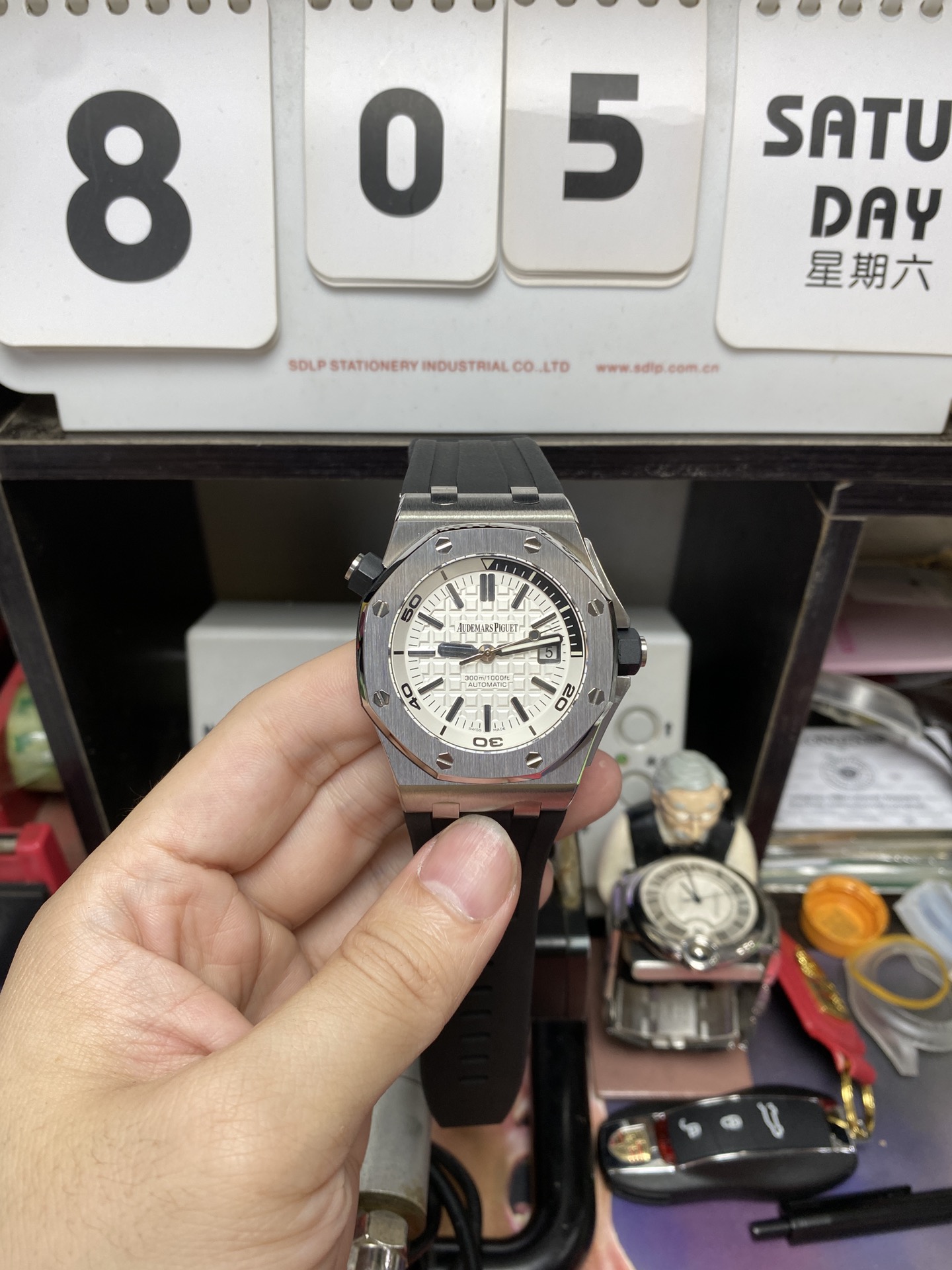 Audemars Piguet Royal Oak Offshore Series 15710ST.OO.A002CA.02, White Dial Rubber Strap, 42mm Size.