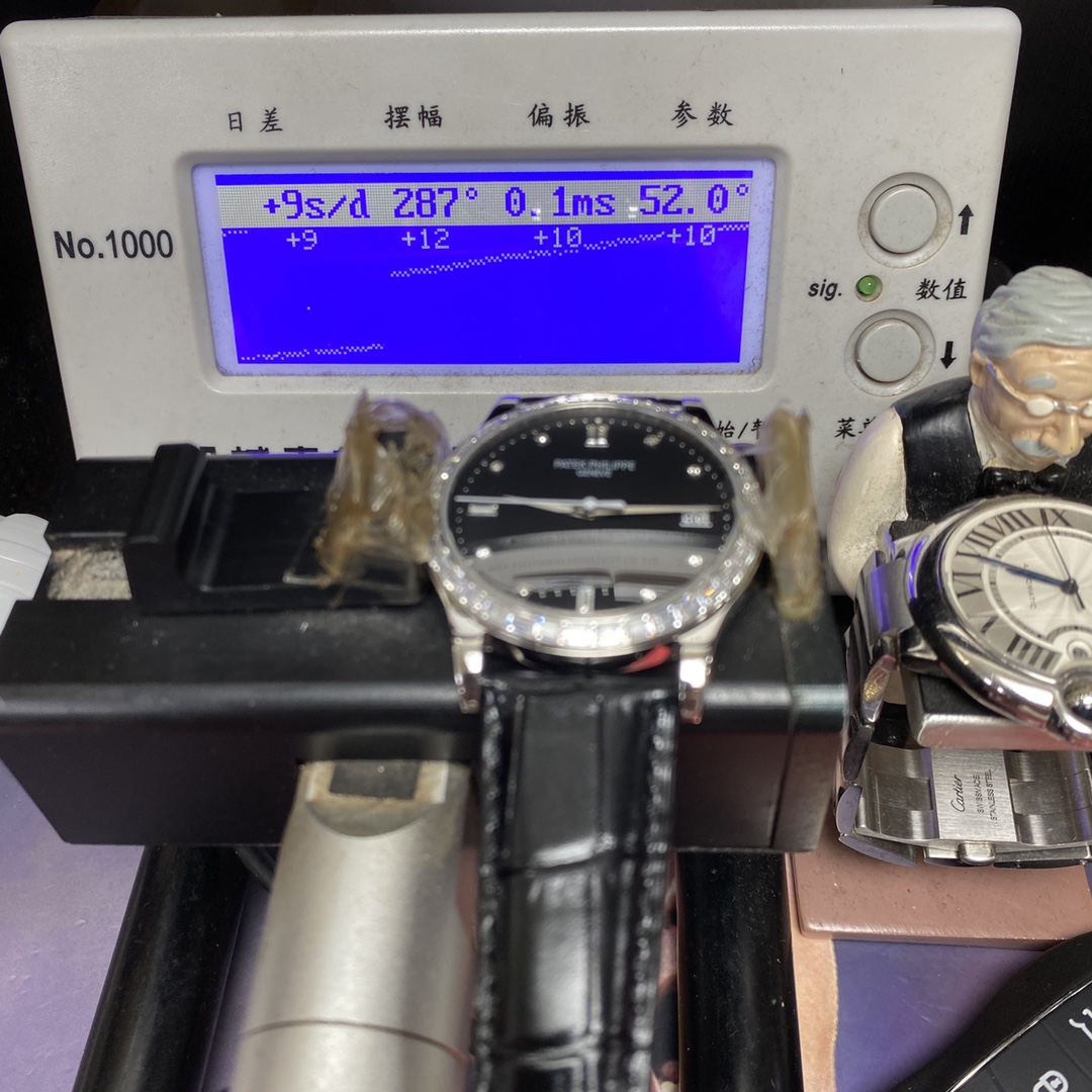 Patek Philippe Classical Watch Series 5298P-012, Black Dial and Square Diamond Bezel Italian Calfskin Leather Strap, 38mm Size.