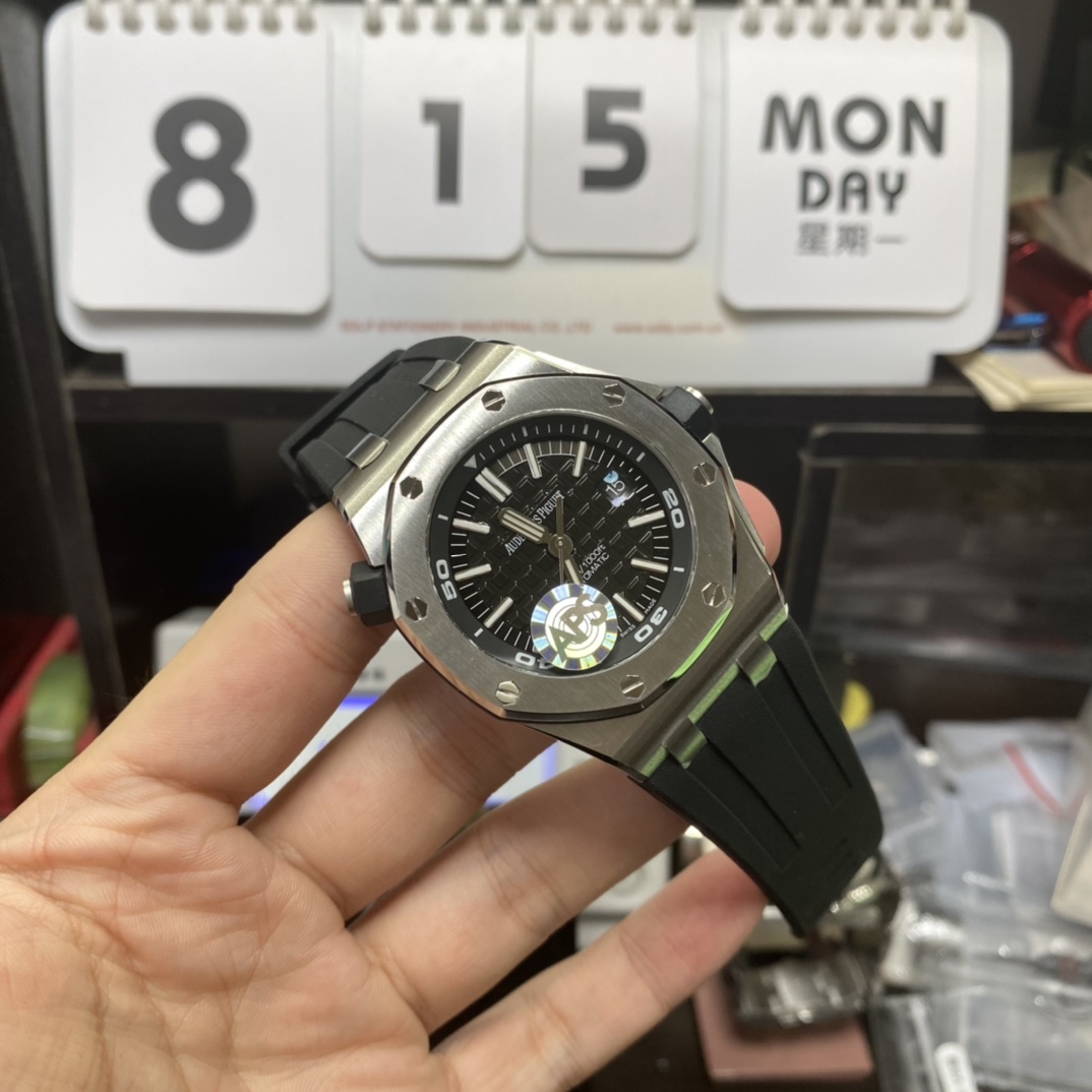 Audemars Piguet Royal Oak Offshore Series 15710ST.OO.A002CA.01, Black Transparent Caseback, 42mm Size.