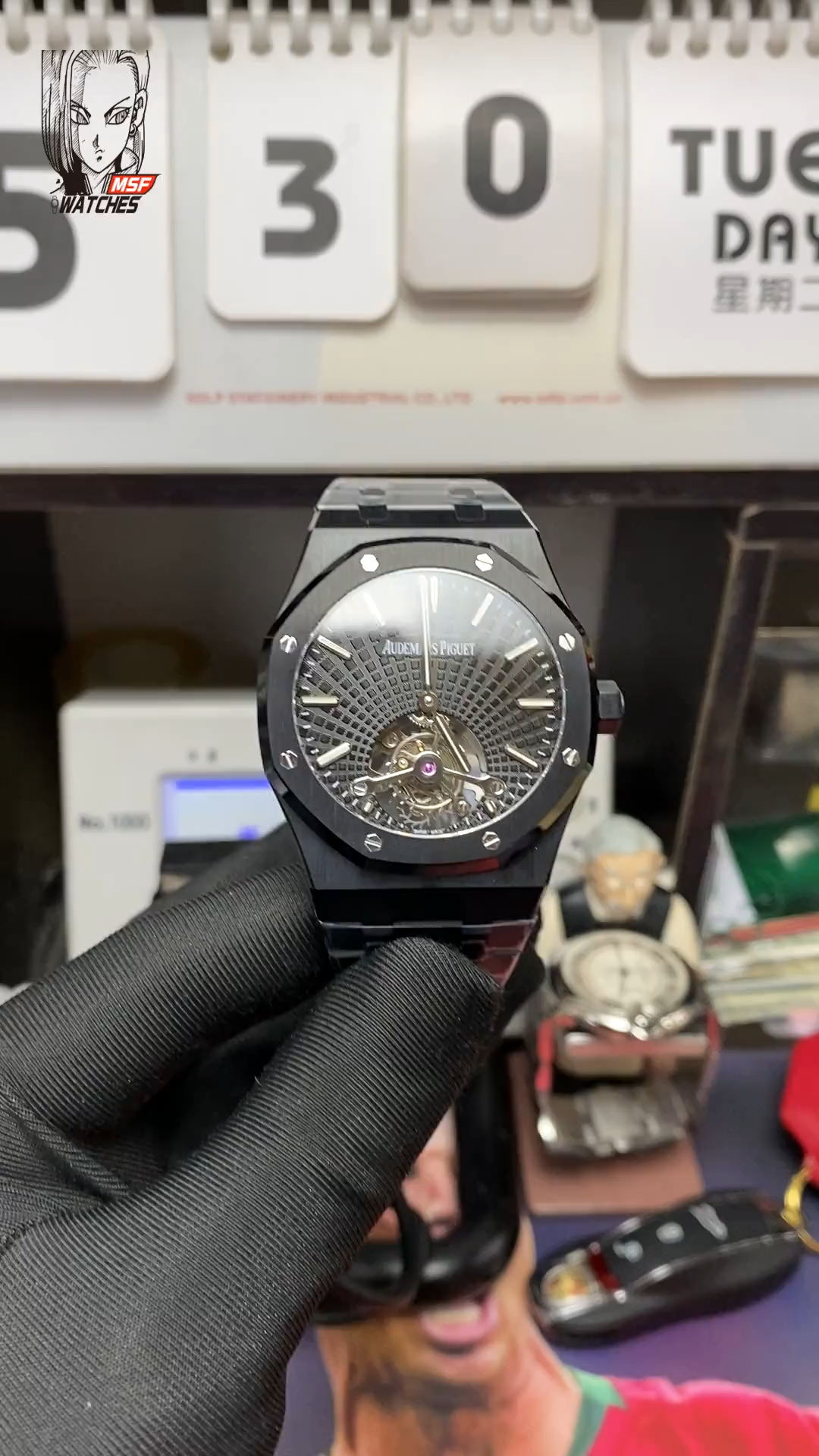 Audemars Piguet Royal Oak Offshore Series 26522CE.OO.1225CE.01, Black Case Black Dial Tourbillon Watch, 41mm Size.