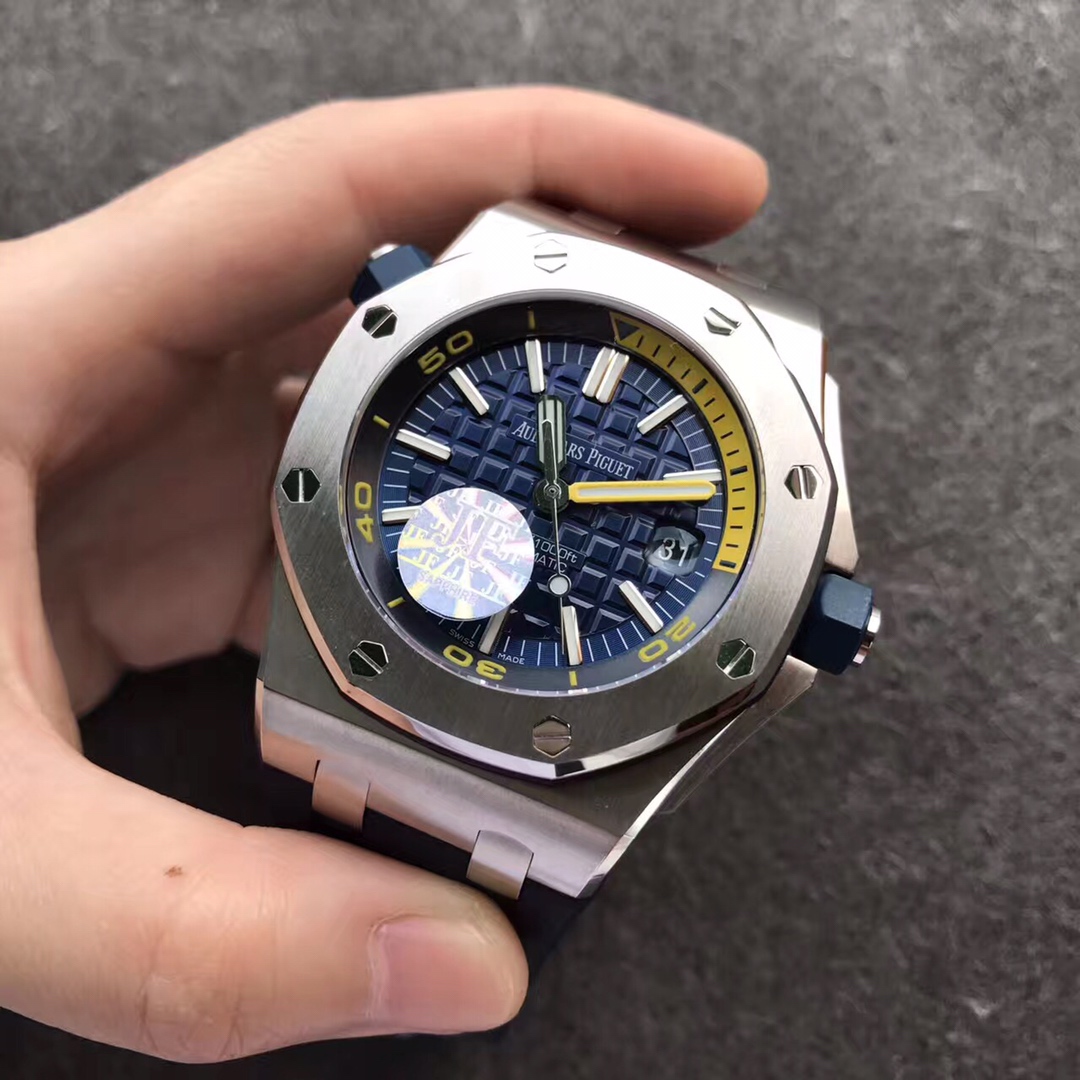 Audemars Piguet Royal Oak Offshore Series 15710ST.OO.A027CA.01, Blue Dial Transparent Caseback, 42mm size.
