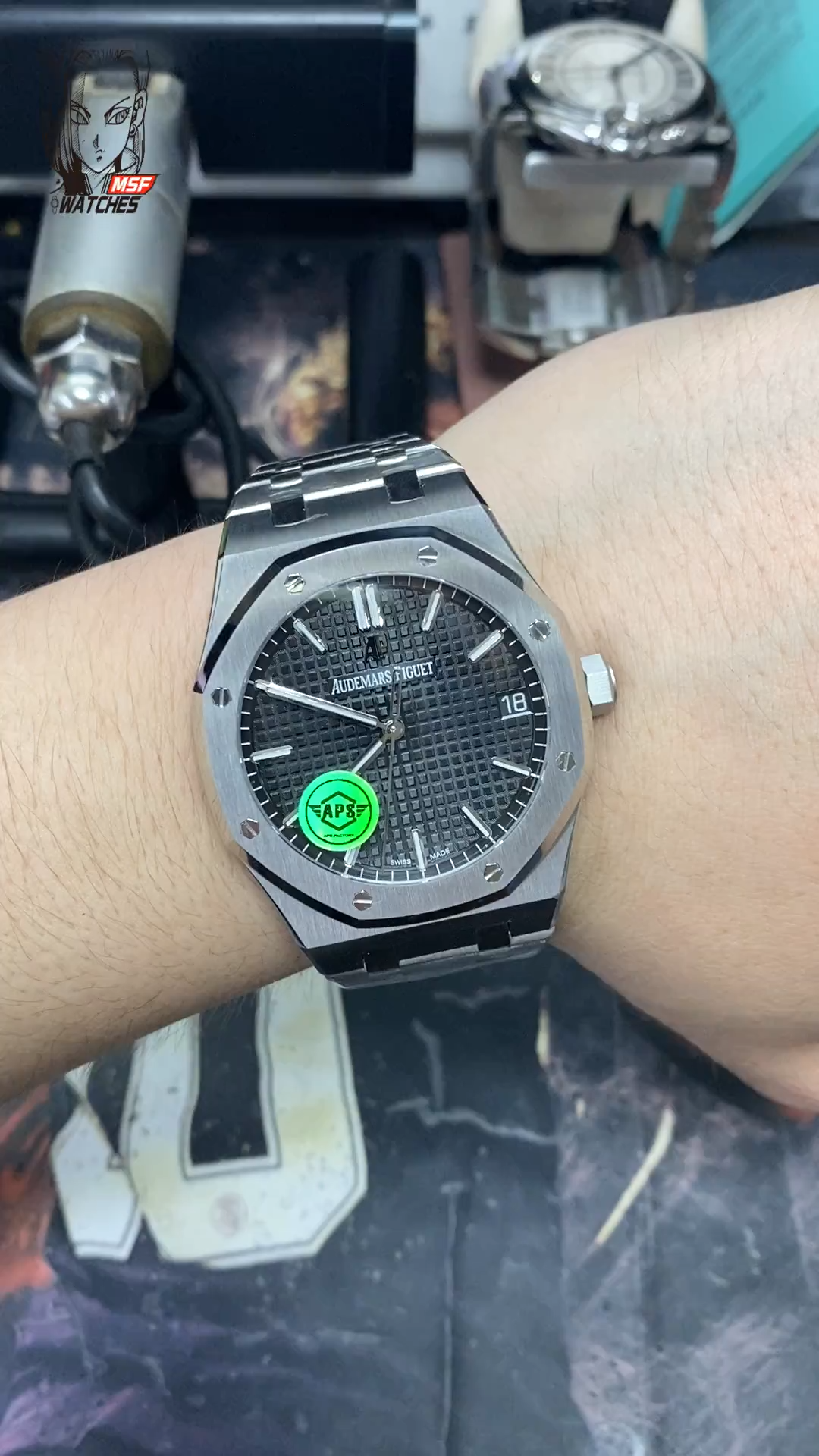 Audemars Piguet Royal Oak Offshore Series 15500ST.OO.1220ST.03, Black Dial with Stainless Steel Bracelet, 41mm size.