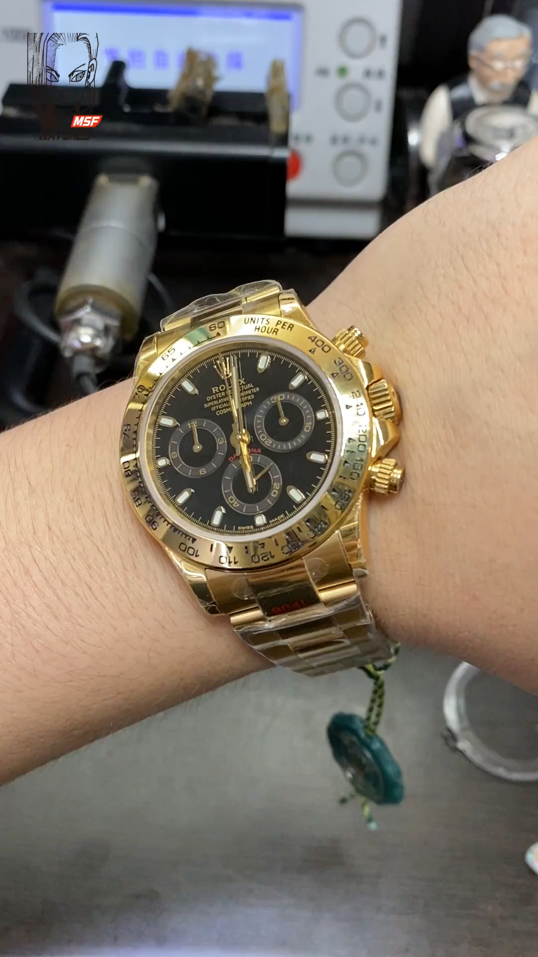 Rolex Cosmograph Daytona Series m116508-0004, Full Gold Case Black Dial Arabic Numerals, 40mm size.