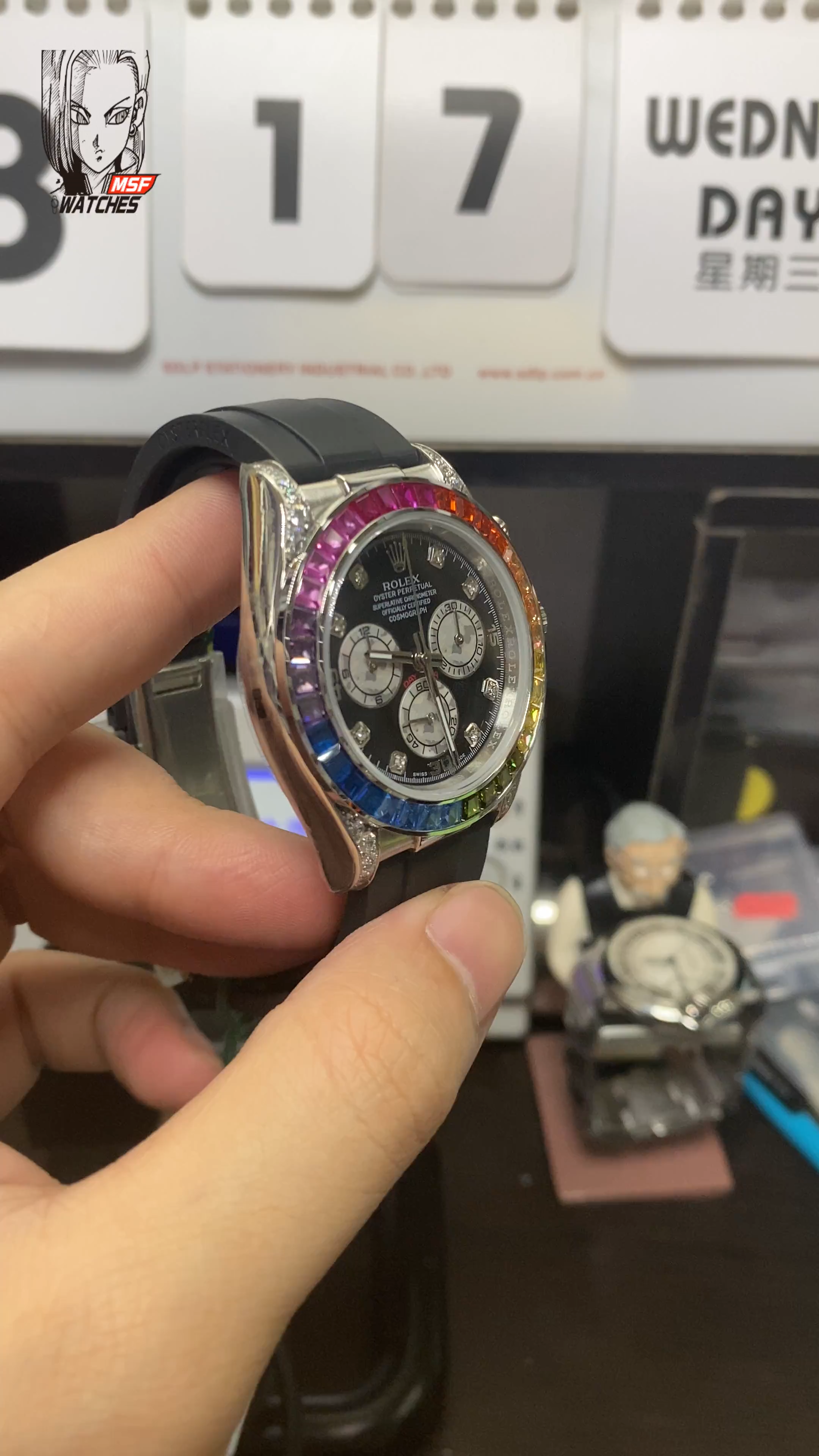 Rolex Cosmograph Daytona Series RAINBOW DAYTONA SLIVER CASE DIAMOND SCALE, 40mm size.