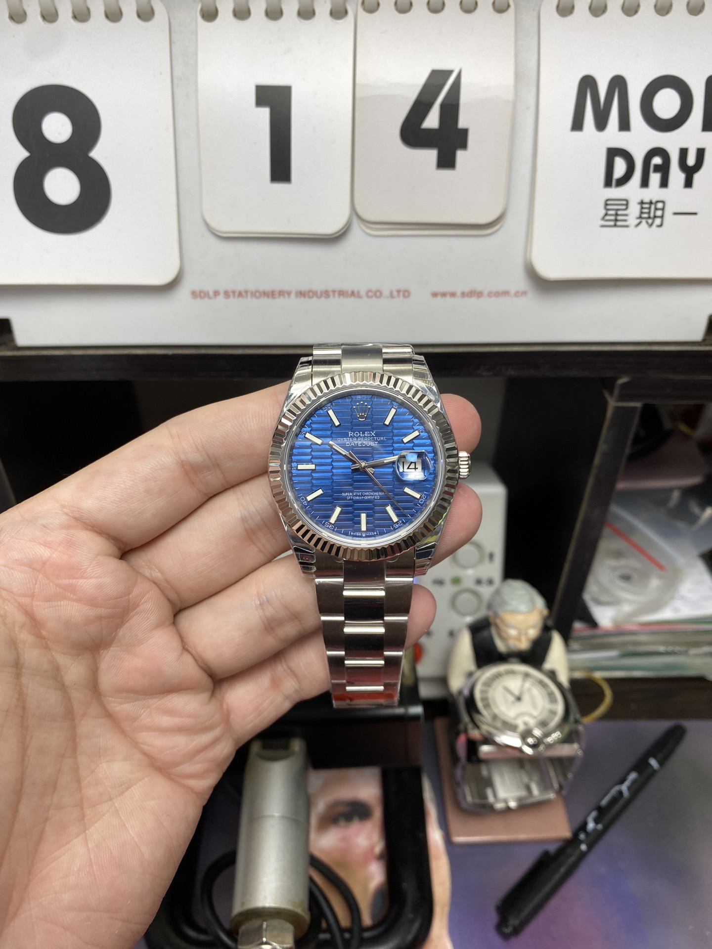 Rolex Datejust Series m126334-0031, Blue Checkered Dial Fluted Bezel, 41mm size, Jubilee Bracelet.