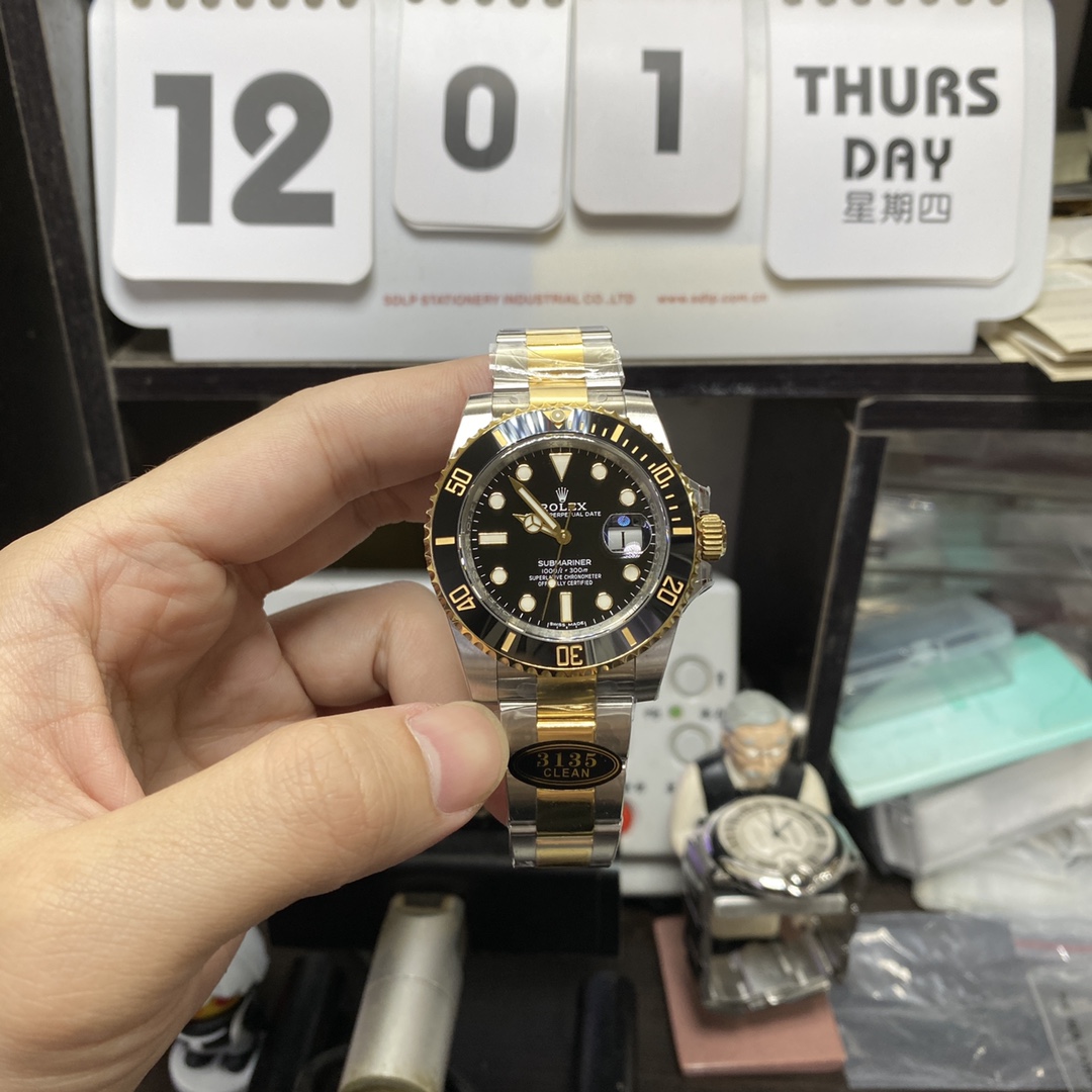 Rolex Submariner Series 116613LN-0001, Two-Tone Black Submariner, 40mm size.