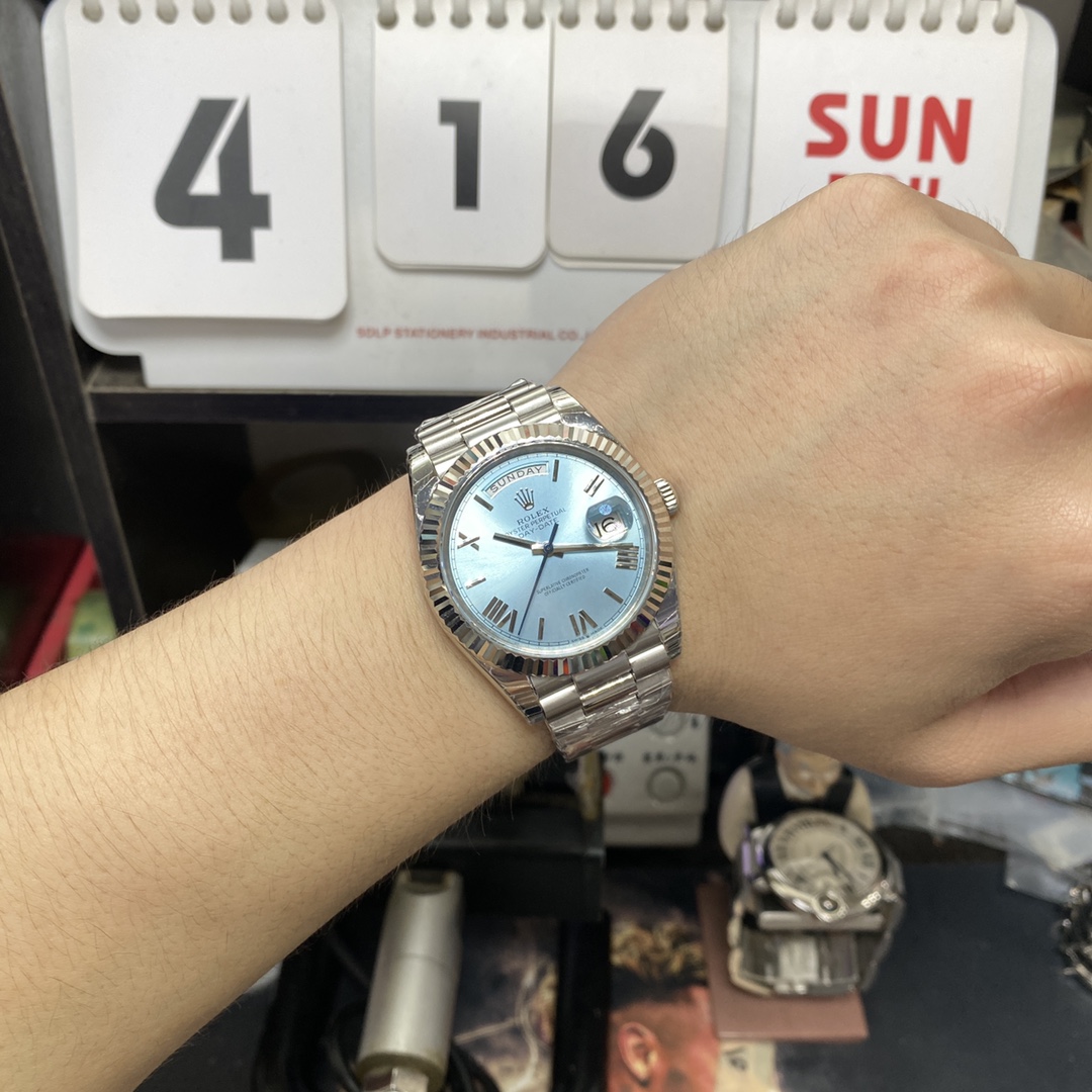 Rolex Day-Date series M228236-0012, Ice Blue Dial Roman Numeral Hour Markers, Day-Date Functions, 40mm Size.