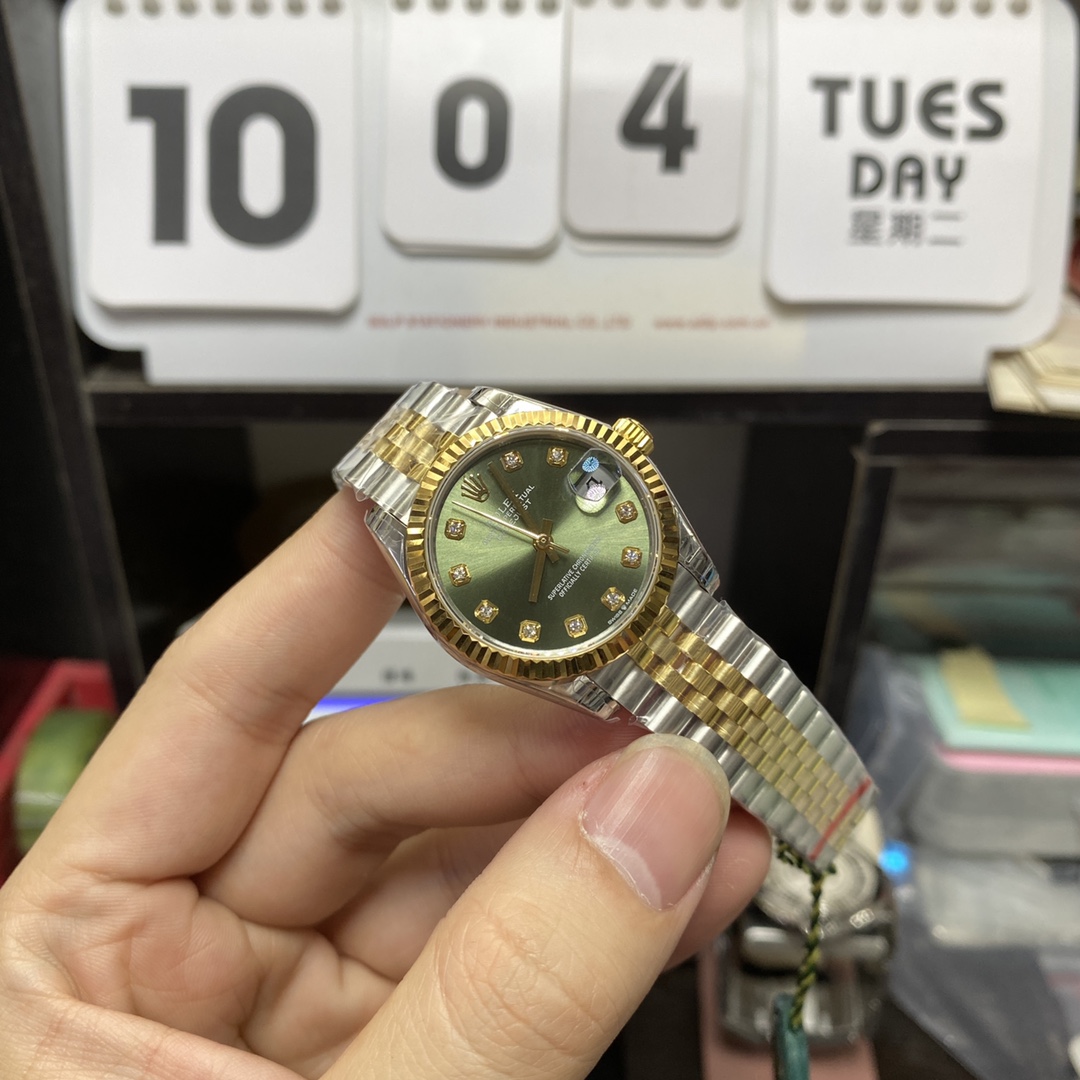 Rolex Datejust Series m278273-0030, Mint Green Dial Two-Tone Gold Case, 31mm size, Jubilee stainless steel bracelet.