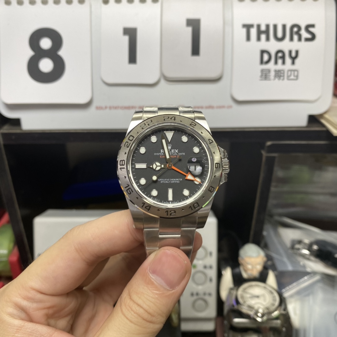 Rolex Explorer II GMT series m226570-0002, Black Dial, 42mm size, Stainless Steel Bracelet.