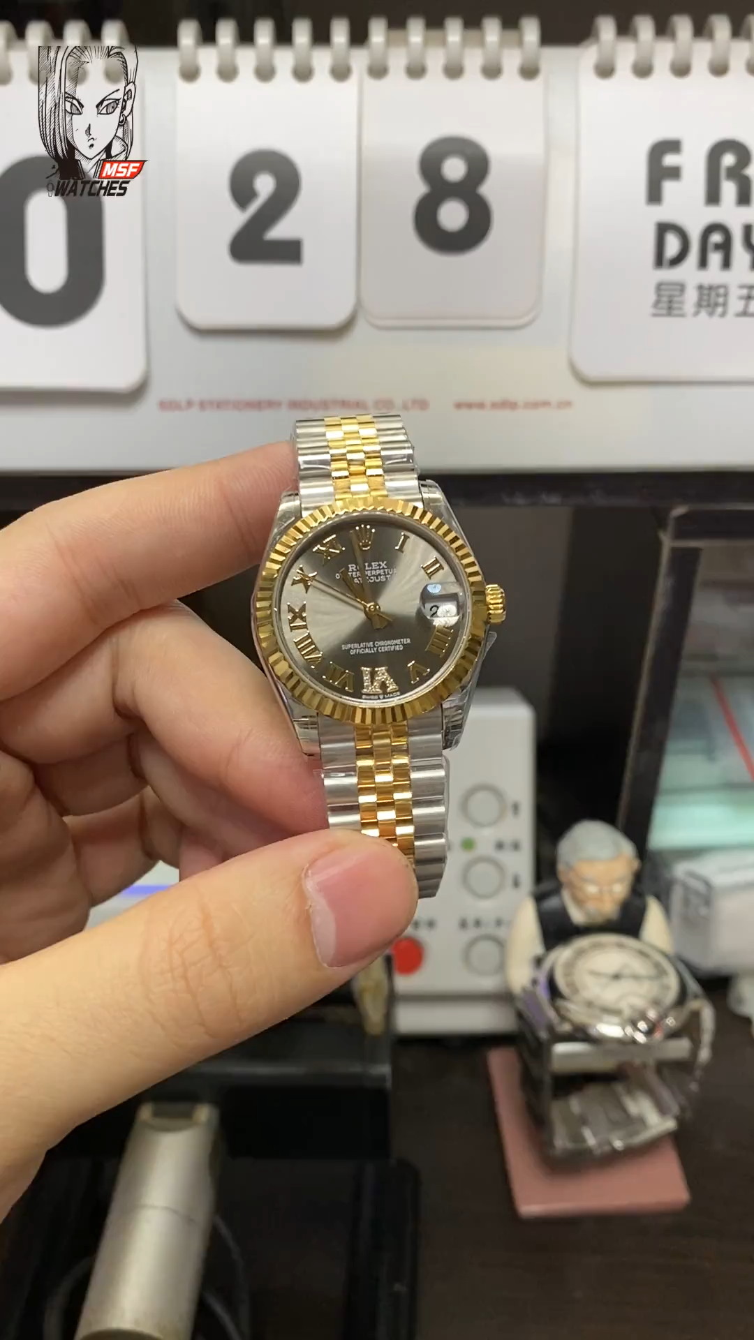 Rolex Datejust Series m278273-0018, Two-Tone Gold Case Grey Dial with Roman Numerals, 31mm size, Jubilee stainless steel bracelet.