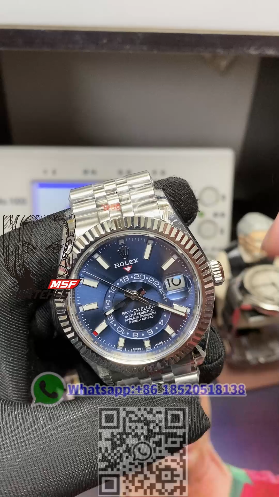 Rolex Explorer II Sky-Dweller series m326934-0004 ,Blue Dial Steel Bracelet ,Full Calendar Month Dual Time Zone Synchronized function, 42mm size.