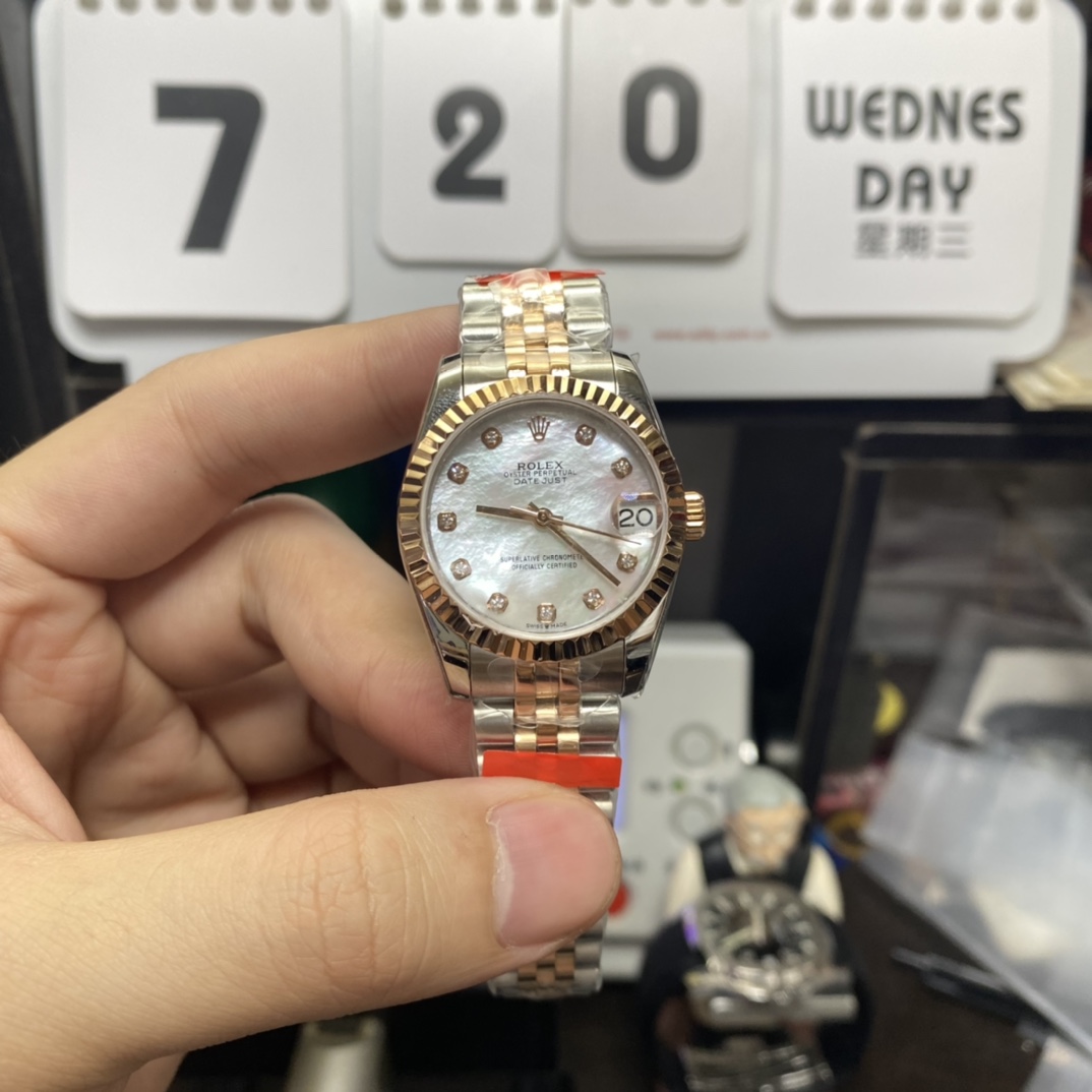 Rolex Datejust series m278273-0028, Two-Tone Gold Case with Mother-of-Pearl Dial, 31mm size.