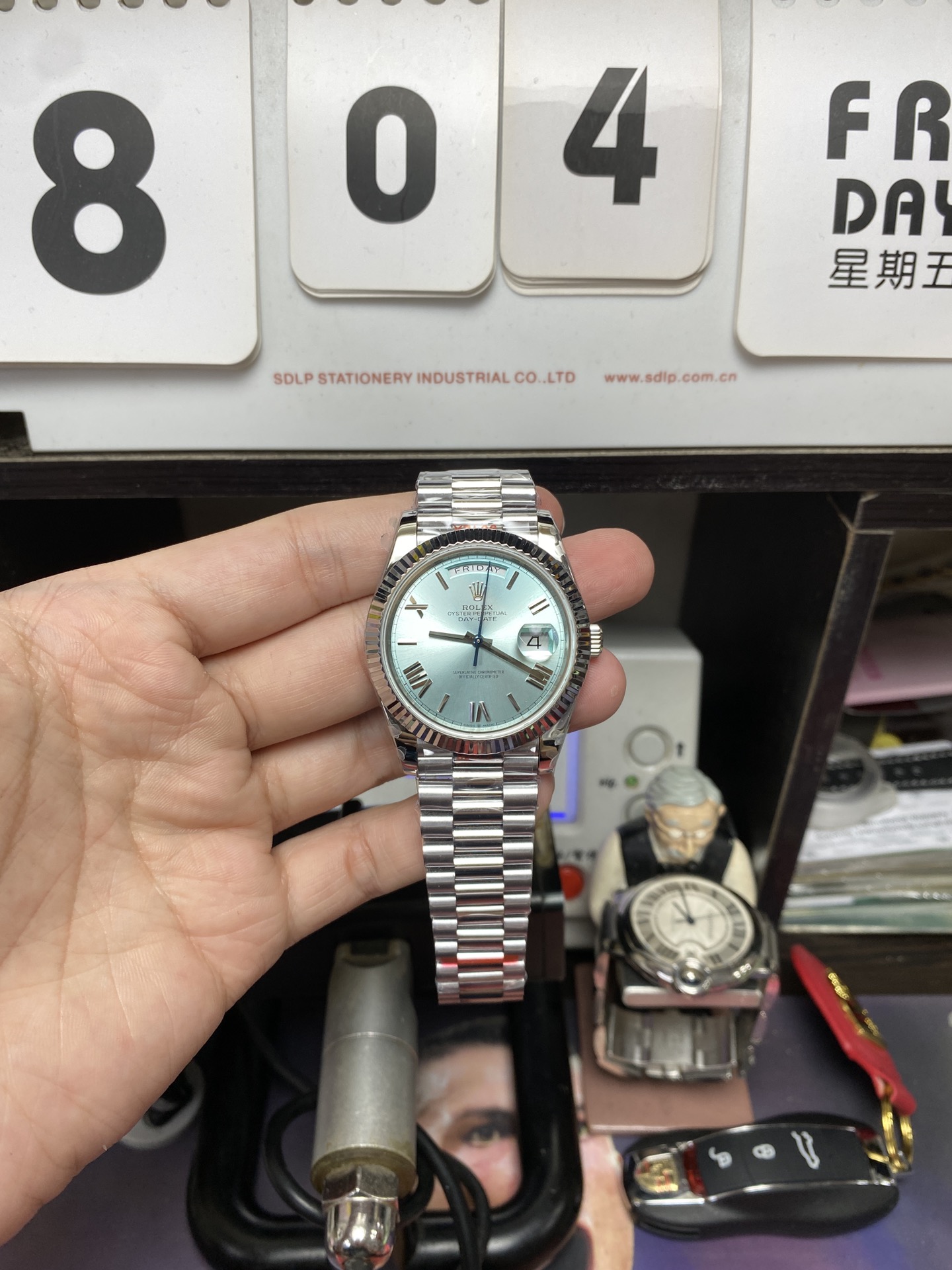 Rolex Day-Date series M228236-0012, Ice Blue Dial Roman Numeral Hour Markers, Day-Date Functions, 40mm Size.