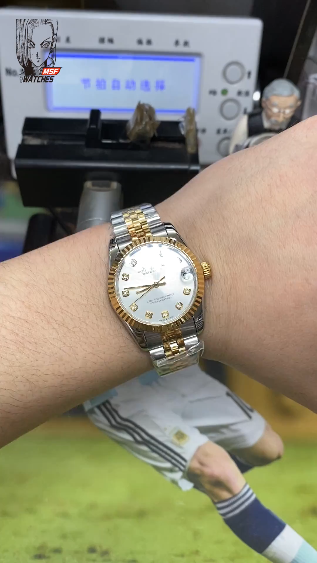 Rolex Datejust Series Intergold shell white square drill graduated, 28mm Size