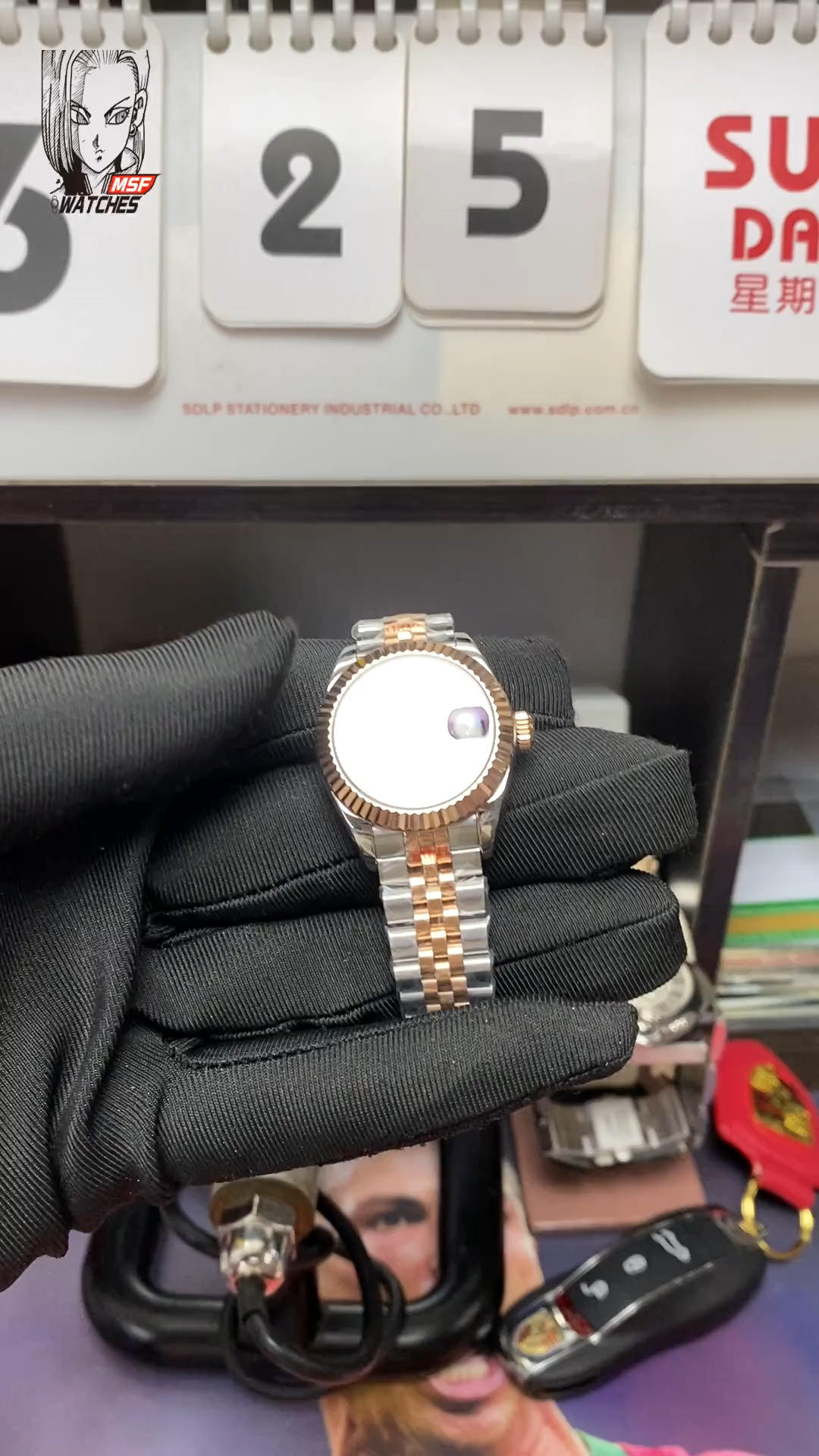 Rolex Datejust series m279171-0015, Rose Gold with Purple Dial and Diamond Hour Markers, 28mm Size.