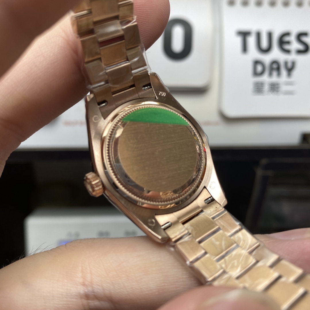 Rolex Datejust series m279135rbr-0001, Coffee Dial with Diamond Bezel and Full Rose Gold Case, 28mm size.