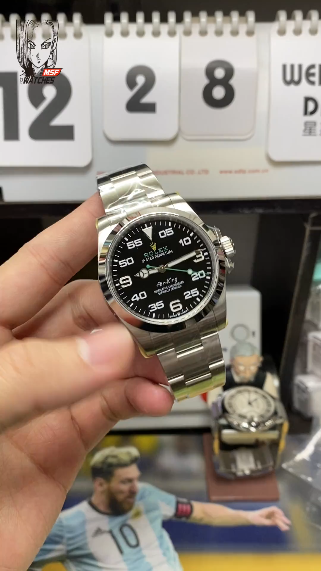 Rolex Air-King series M126900-0001, Green Hand, 40mm size.