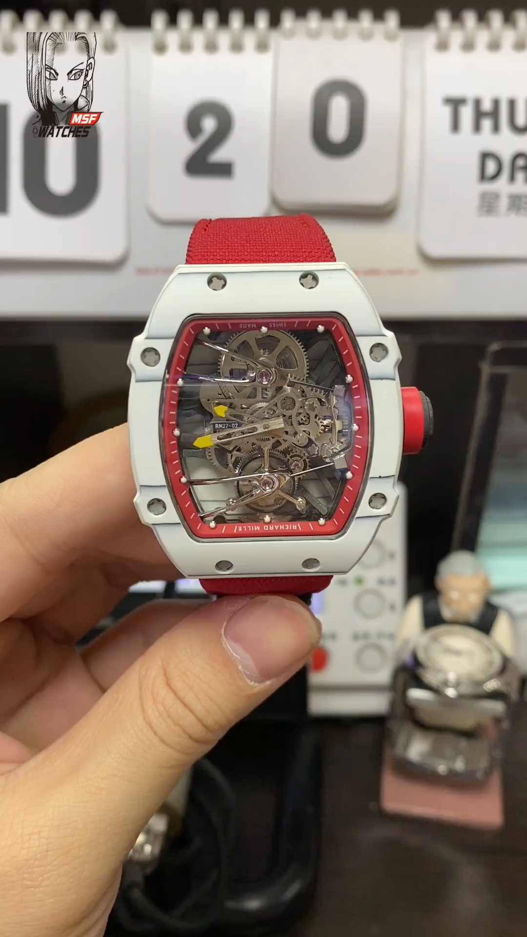 Richard Mille Men's Collection series RM27-02, Sapphire Crystal Nylon Strap and Titanium Buckle, 47.77×39.7 size.