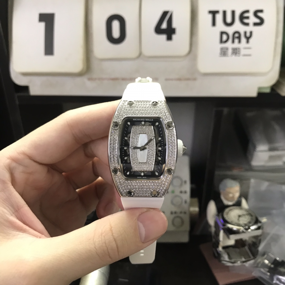 Richard Mille Women's Collection series RM 07-01 LADIES, Red Lips Fully Diamond-Set, 45.66 x 31.40mm size.