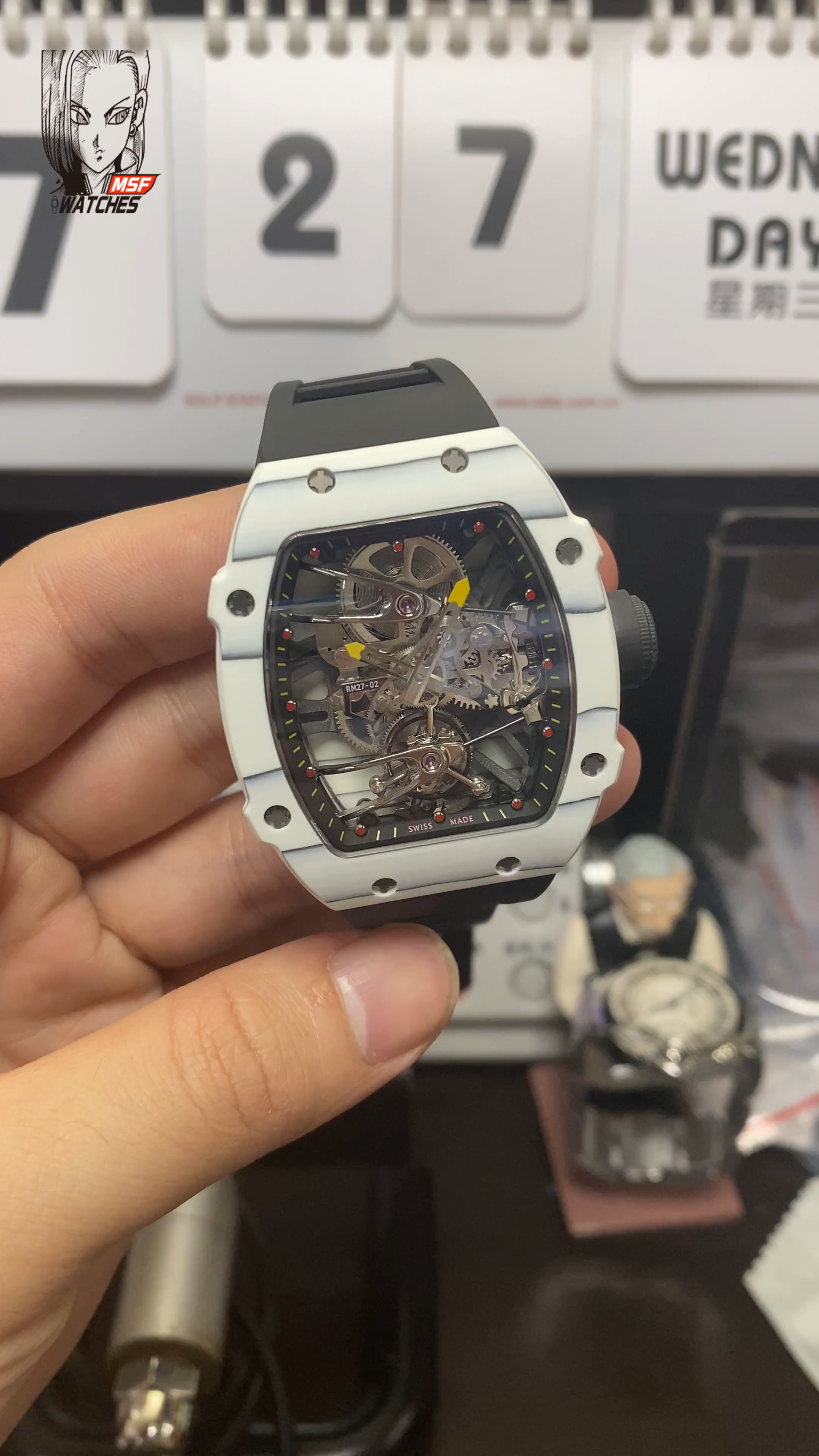 Richard Mille Men's Collection series RM27-02, Sapphire Crystal Nylon Strap and Titanium Buckle, 47.77×39.7 size.