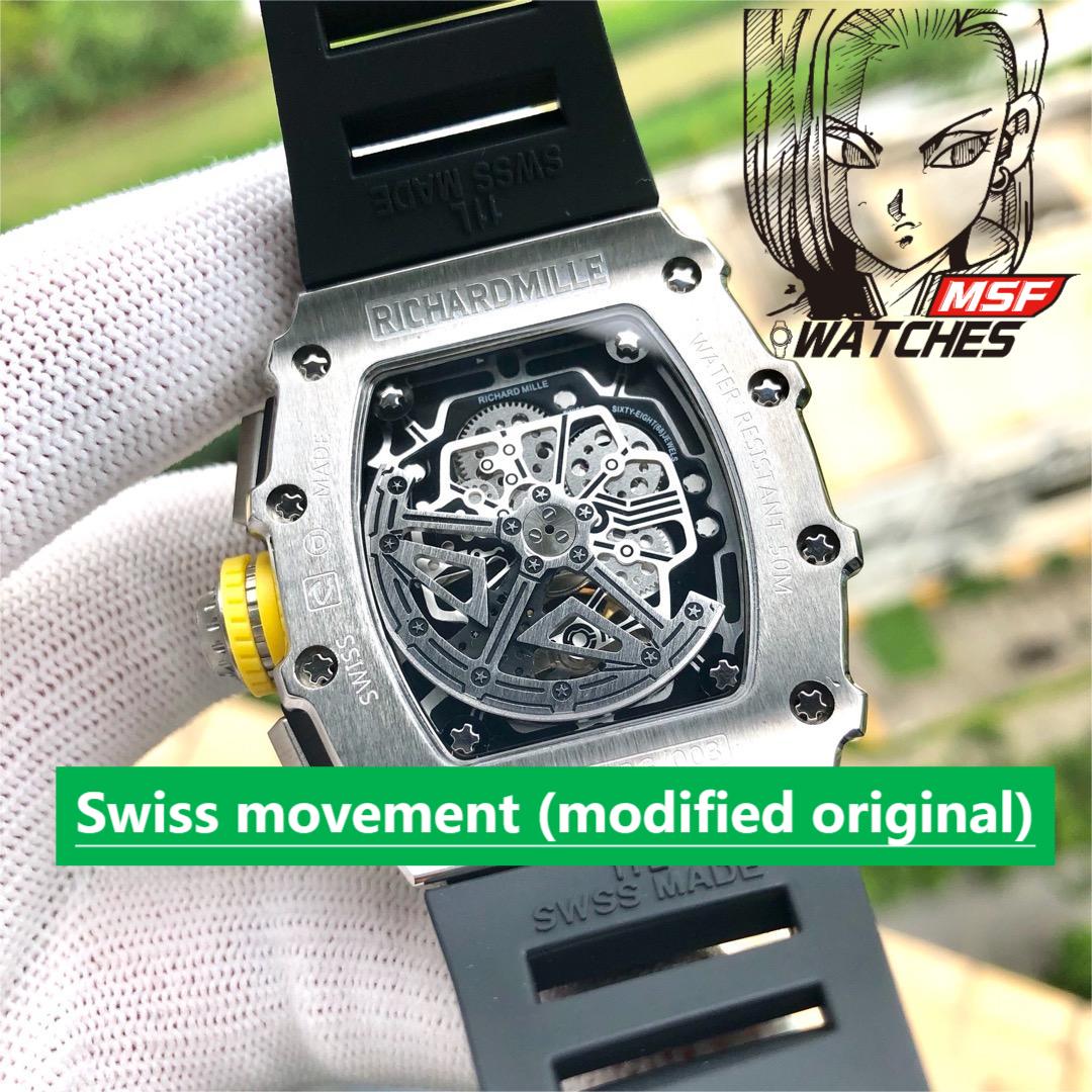 Richard Mille Men's Collection series RM 35-02, Carbon Fiber Case with Fluoroelastomer Strap.