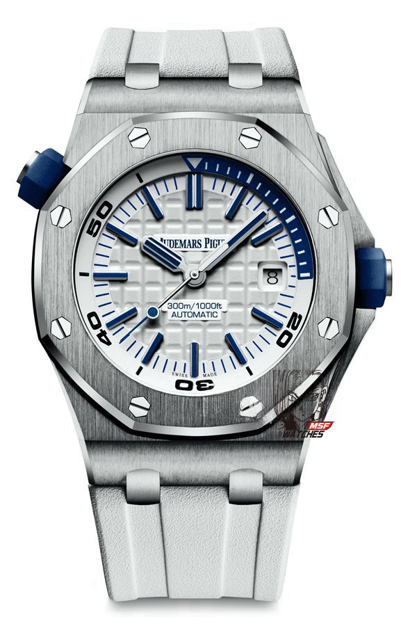 Audemars Piguet Royal Oak Offshore Series 15710ST.OO.A010CA.01, White Dial White Rubber Strap, 42mm size.