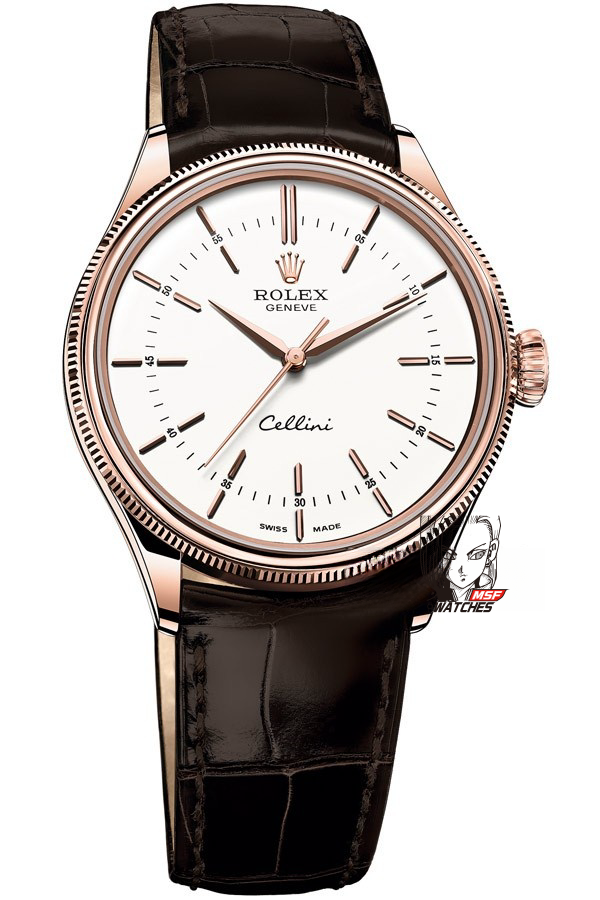 Rolex Cellini Series m50505-0020 , White Dial Rose Gold Case, 39mm Size.