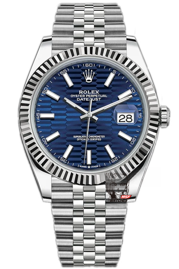 Rolex Datejust series m126334-0032, Blue Checkerboard Dial, 41mm size, Jubilee stainless steel bracelet.