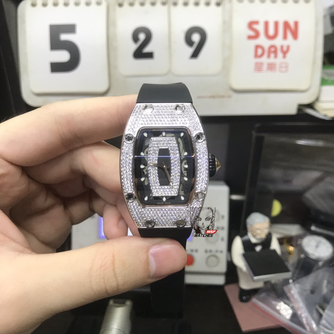 Richard Mille Women's Collection series RM07-01, Red Lips Silver Diamonds, 45.66 x 31.40mm size.