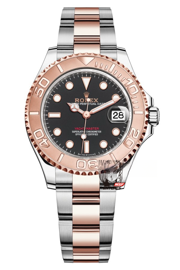 Rolex Yacht-Master Series m126621-0002, Two-Tone Gold Case Black Dial, 40mm size.