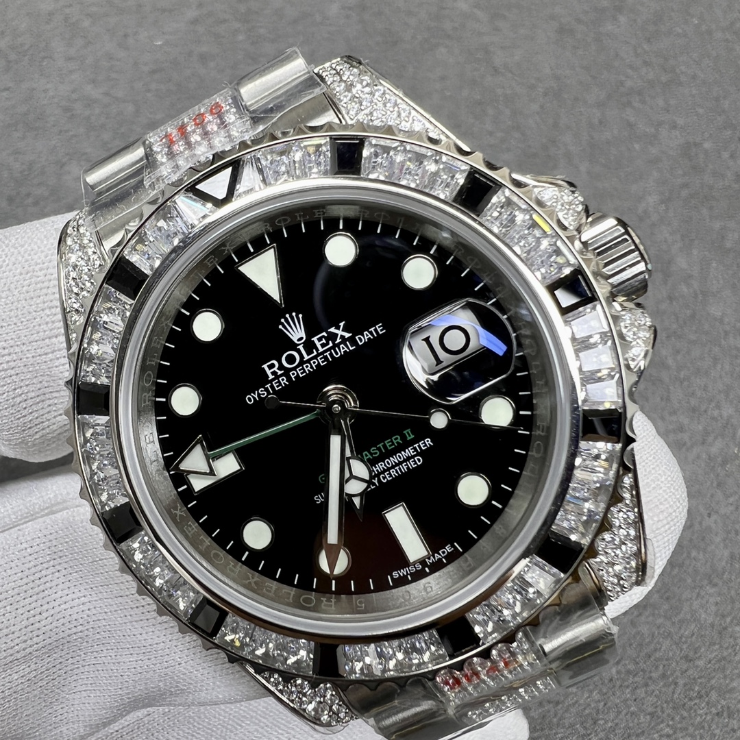 ROLEX GMT-MASTER BLACK DIAL FULL DIAMOND, 40MM