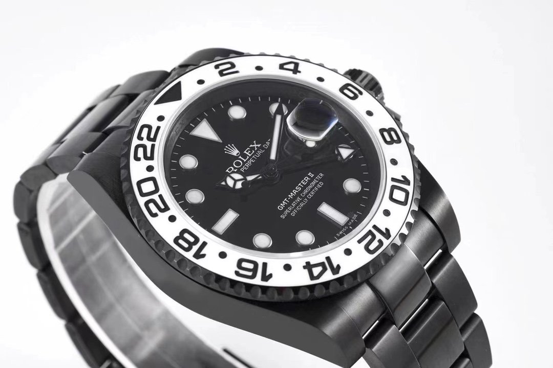 Rolex GMT-MASTER All ceramic CASE with black face and white Bezel, 40MM