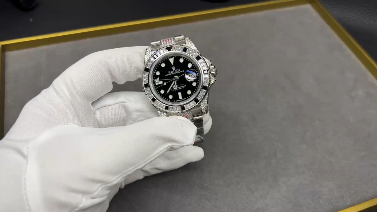 ROLEX GMT-MASTER BLACK DIAL FULL DIAMOND, 40MM