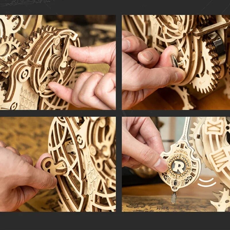 HAND-MADE DIY Wall Clock 18K GOLD Building Block Model Pendulum Clock Handmade Creative Toy Puzzle Watch Childrens Gift 3D Owl Table Clocks