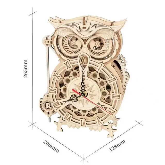 HAND-MADE DIY Wall Clock 18K GOLD Building Block Model Pendulum Clock Handmade Creative Toy Puzzle Watch Childrens Gift 3D Owl Table Clocks
