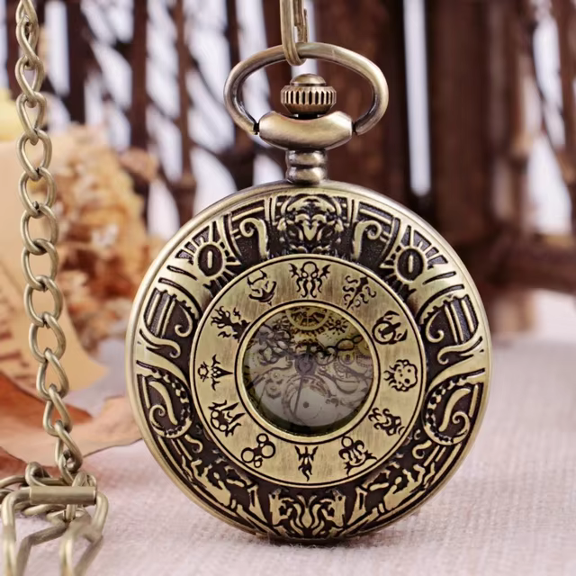 Vintage Charm Unisex Fashion Roman Number Quartz Steampunk Pocket Watch Women Man Necklace Pendant with Chain Gifts