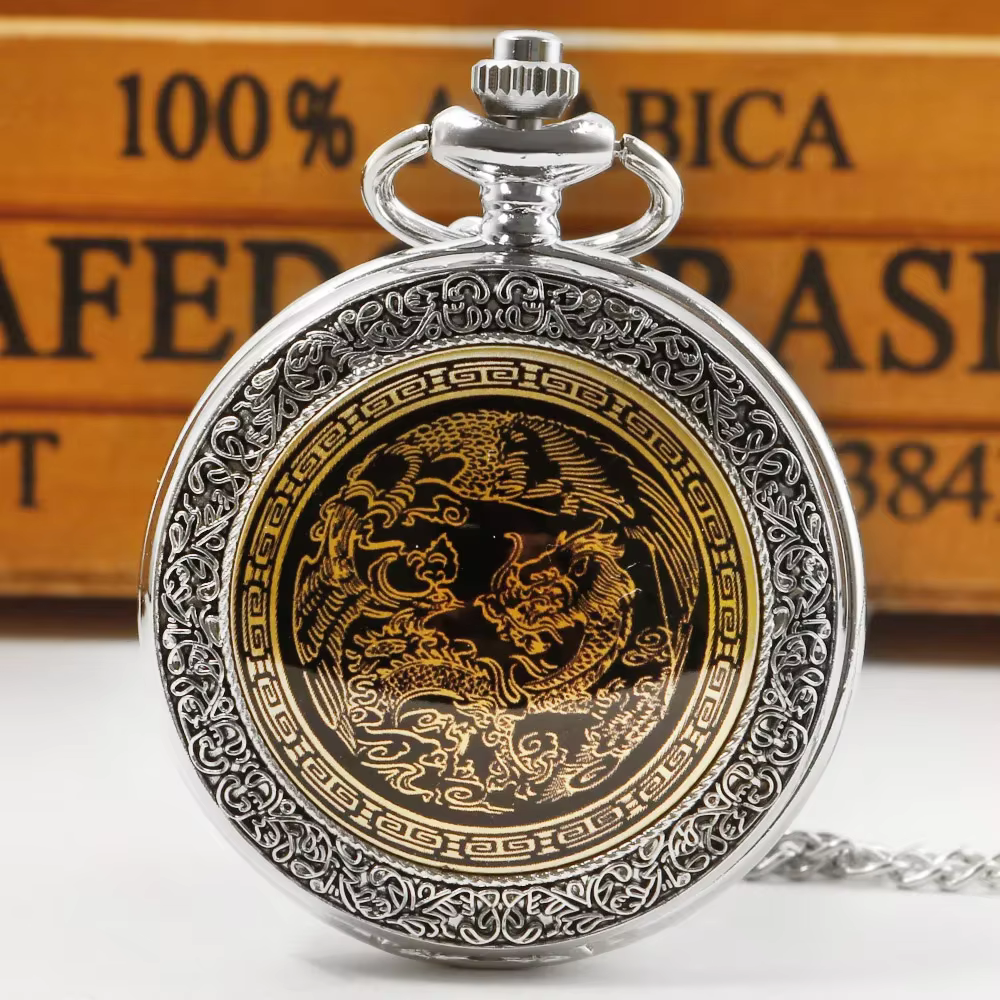 Classic Vintage Steampunk Quartz Pocket Watch with Necklace Chain Fashion Bronze Best Gift for Male Men Kids Pocket Clock PB667